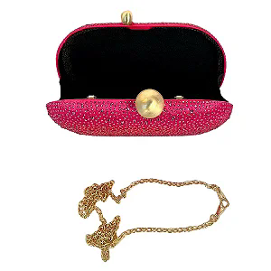 Bolsa clutch com pedrarias - Pink