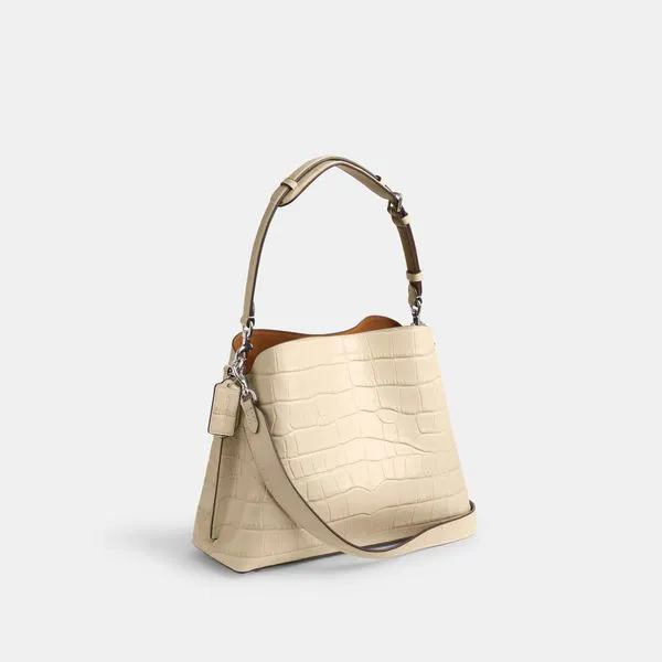 Bolsa Willow Shoulder Crocodile Coach - Off White